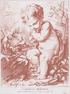 Meditating Prints: The Meditating Child, ca. 1760. Creator: Louis Marin Bonnet