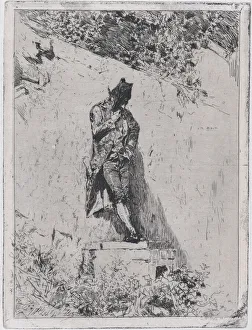 Meditating Prints: Meditation: a man standing on a step by a wall