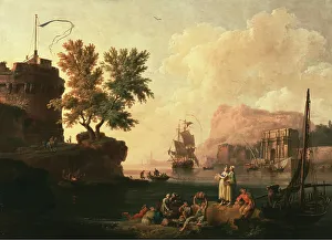 Oil Paint Paint Prints: Mediterranean Harbor Scene, about 1763. Creator: Pierre-Jacques Volaire