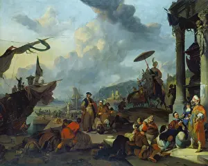 Parasol Prints: Mediterranean Harbour Scene, 1669. Creator: Johannes Lingelbach