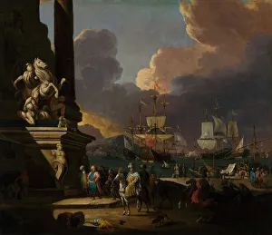 Mediterranean harbour scene, c1680s. Creator: Johann Georg Stuhr