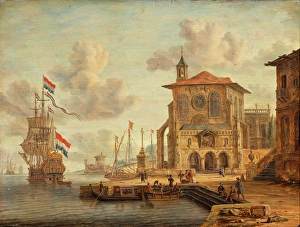 Waterway Prints: Mediterranean Harbour View, 1674. Creator: Jacobus Storck