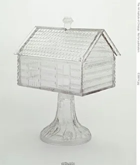 Medium Covered Compote in Log Cabin Pattern on Pedestal, 1875/96 Medium Covered Compote in Log Cabin Pattern on Pedestal, 1875/96