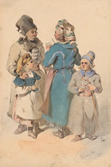 Headdresses Prints: Meeting, 1854. Creator: Friedrich Carl von Scheidlin