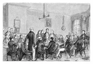Images Dated 29th February 2008: A meeting of the Anti-Corn Law League in Newalls Building, Manchester, 1838 (c1895)