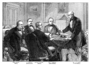 Meeting of the Arbitrators on the Alabama claims at Geneva, 1871 (late 19th century) Meeting of the Arbitrators on the Alabama claims at Geneva, 1871 (late 19th century)