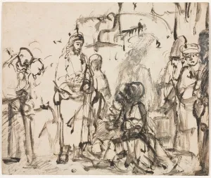 Heightened With White Gouache Prints: The Meeting of Christ with Martha and Mary after the Death of Lazarus, c. 1662-65