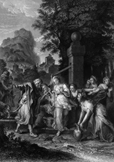 Betrothal Gallery: The meeting of Eliezer and Rebecca at the well, 19th century. Creator: H Robinson