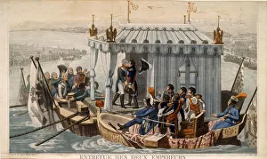 Hohenzollern Prints: Meeting of Emperors Alexander I of Russia and Napoleon I of France at the Neman near