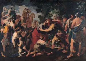 Book Genesis Prints: Meeting between Esau and Jacob, 1636-1641. Artist: Bottala, Giovanni Maria (1613-1644)