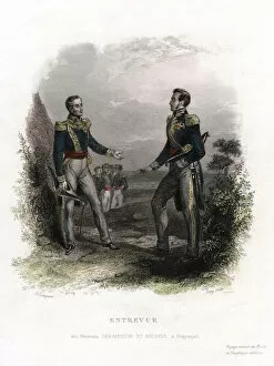 Epaulette Gallery: Meeting between Generals San Martin and Bolivar, Guayaquil, Ecuador, 1822, (19th century)