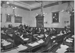 Council Chamber Prints: A meeting of Hammersmith Borough Council, c1903 (1903)