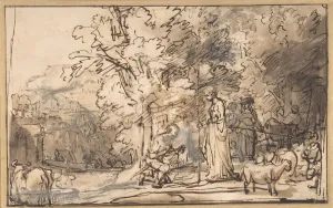 Rembrandt Van Rijn School Of Prints: The Meeting of Jacob And Rachel at the Well, 1640-49. Creator
