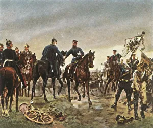 1866 Prints: Meeting of King Wilhelm I and Crown Prince Friedrich Wilhelm at... Koniggratz