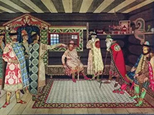 Vladimir Ii Of Kiev Gallery: Meeting of the Kyivan Princes, 1907. Artist: Bilibin, Ivan Yakovlevich (1876-1942)
