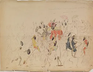 Meeting of Maharaja Sher Singh of Punjab and British Ambassador Clark in 1842, 1842. Artist: Saltykov, Alexei Dmitriyevich (1806-1859)