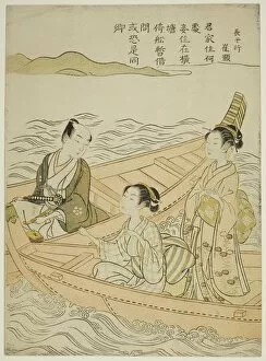 Rose Gallery: Meeting on the River (parody of Hakurakuten), c. 1767. Creator: Suzuki Harunobu