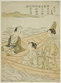 Chaperone Prints: Meeting on the River (parody of Hakurakuten), c. 1767. Creator: Suzuki Harunobu
