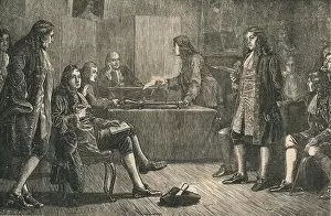 Newton Gallery: A meeting of the Royal Society in Crane Court, Fleet Street, London, 18th century, (c1880)