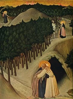 Anthony Collection: The Meeting of Saint Anthony and Saint Paul, c1430-1435. Artist: Sano di Pietro
