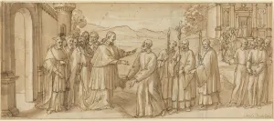 Carlo Borromeo Prints: The Meeting of San Carlo Borromeo and San Filippo Neri, c. 1600. Creator: Unknown