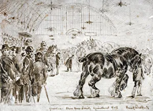 Agricultural Hall Prints: Meeting of the Shire Horse Society in Islingtons Agricultural Hall, London, c1875