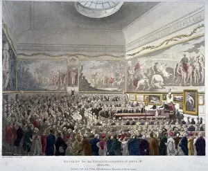 Augustus Charles Gallery: Meeting of the Society of Arts in the Adelphi Buildings, Westminster, London, 1809