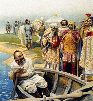 Kievan Rus Gallery: Meeting of Svyatoslav I with Emperor John Tzimiskes, 1903