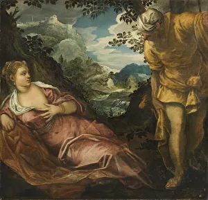 Wayside Prints: The Meeting of Tamar and Judah, 1555. Creator: Jacopo Tintoretto