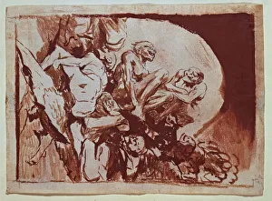 Prado Prints: Meeting of witches. Drawing No. 113 of the series of sepia gouaches by Francisco de Goya
