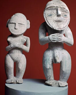 Melanesian male and female ancestor figures