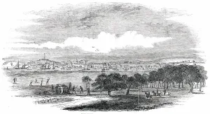 Aboriginal Prints: Melbourne, the Capital of Port Phillip, 1850. Creator: Unknown