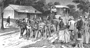 Centenary Gallery: The Melbourne CentennialInternational Exhibition- Up-country people starting for the exhibition