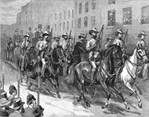 Centenary Prints: The Melbourne CentennialInternational Exhibition-Mounted Infantry escorting the Govenor to the exh Creator: Unknown