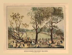 Melbourne Cricket Ground, 1st January 1864'. Creator: Unknown Melbourne Cricket Ground, 1st January 1864'. Creator: Unknown