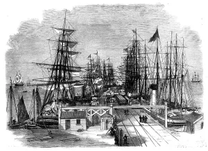 Cargo Ships Prints: The Melbourne and Hobson's Bay Railway Company's pier at Sandridge