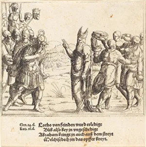 Melchizedek Prints: Melchizedek with Bread and Wine, 1547. Creator: Augustin Hirschvogel