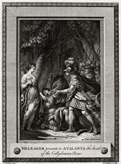 Meleager presents to Atalanta the head of the Callydonian Boar, 1774. Artist: W Walker Meleager presents to Atalanta the head of the Callydonian Boar, 1774. Artist: W Walker