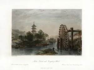 Melon Islands, and Irrigating Wheel, China, c1840. Artist: Henry Adlard