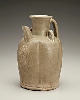 Spouted Prints: Melon-shaped ewer with fish applique, date unknown. Creator: Unknown