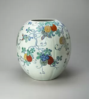 Butterflies Gallery: Melon-Shaped Jar with Butterflies, Gourds... Qing dynasty