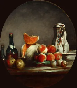 Melons, pears, peaches and plums, or The cut melon. Artist: Chardin, Jean-Baptiste Simeon (1699-1779)