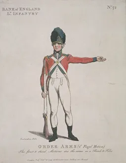 Member of the Bank of England Light Infantry holding a rifle, 1799