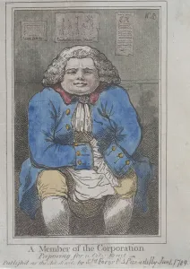 Stomach Prints: A Member of the Corporation preparing for a City feast, 1789