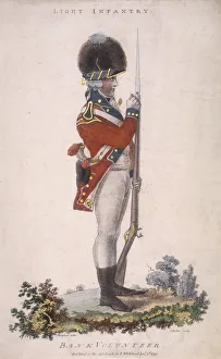 Member of the light infantry in the Bank Volunteers, holding a rifle with a bayonet attached, 1799 Member of the light infantry in the Bank Volunteers, holding a rifle with a bayonet attached, 1799