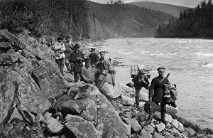 Members of the Expedition Detouring the Mrasskii Rapid, 1913. Creator: GI Ivanov