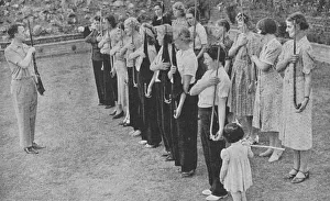 Parade Prints: Members of the Womens Volunteer Defence Corps being trained in rifle drill