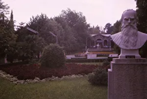 Memorial bust of Tolstoy in park in Socchi, 20th century. Artist: CM Dixon