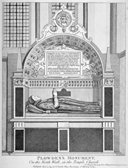 Temple Church Prints: Memorial to Edmund Plowden, Treasurer of the Middle Temple