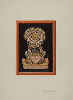 Fraktur Prints: Memorial-Pennsylvania Fractur and Cut-out Commemorating Jacob Bauer, 1939